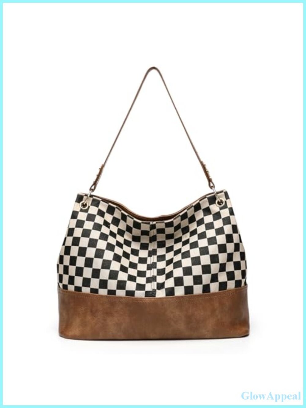 Checkered Tote Handbags for Women Large Plaid Hobo Shoulder Bag PU Leather